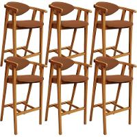 Kit 06 Banquetas Alta Cozinha Bancada Bar Sala De Jantar Fixa Cecília L02 Bouclê Terracota - Lyam - 1