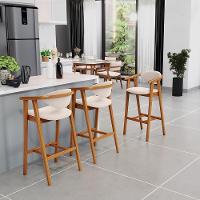 Kit 05 Banquetas Alta Para Cozinha Bancada Bar Sala De Jantar Fixa Cecília L02 Suede Bege - Lyam - 7