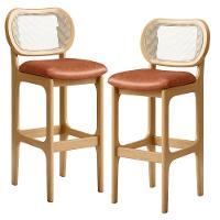 Kit 02 Banquetas Altas Para Cozinha Bancada Sala Tela Betta Fixa L02 Couríssimo Camel - Lyam - 1