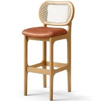 Kit 02 Banquetas Altas Para Cozinha Bancada Sala Tela Betta Fixa L02 Couríssimo Camel - Lyam - 6