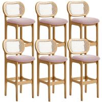 Kit 06 Banquetas Altas Para Cozinha Bancada Sala Tela Betta Fixa L02 Bouclê Rosê - Lyam - 1