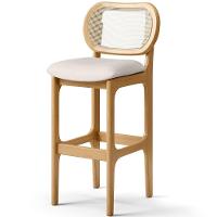 Kit 05 Banquetas Altas Para Cozinha Bancada Sala Tela Betta Fixa L02 Linho Cru - Lyam - 6