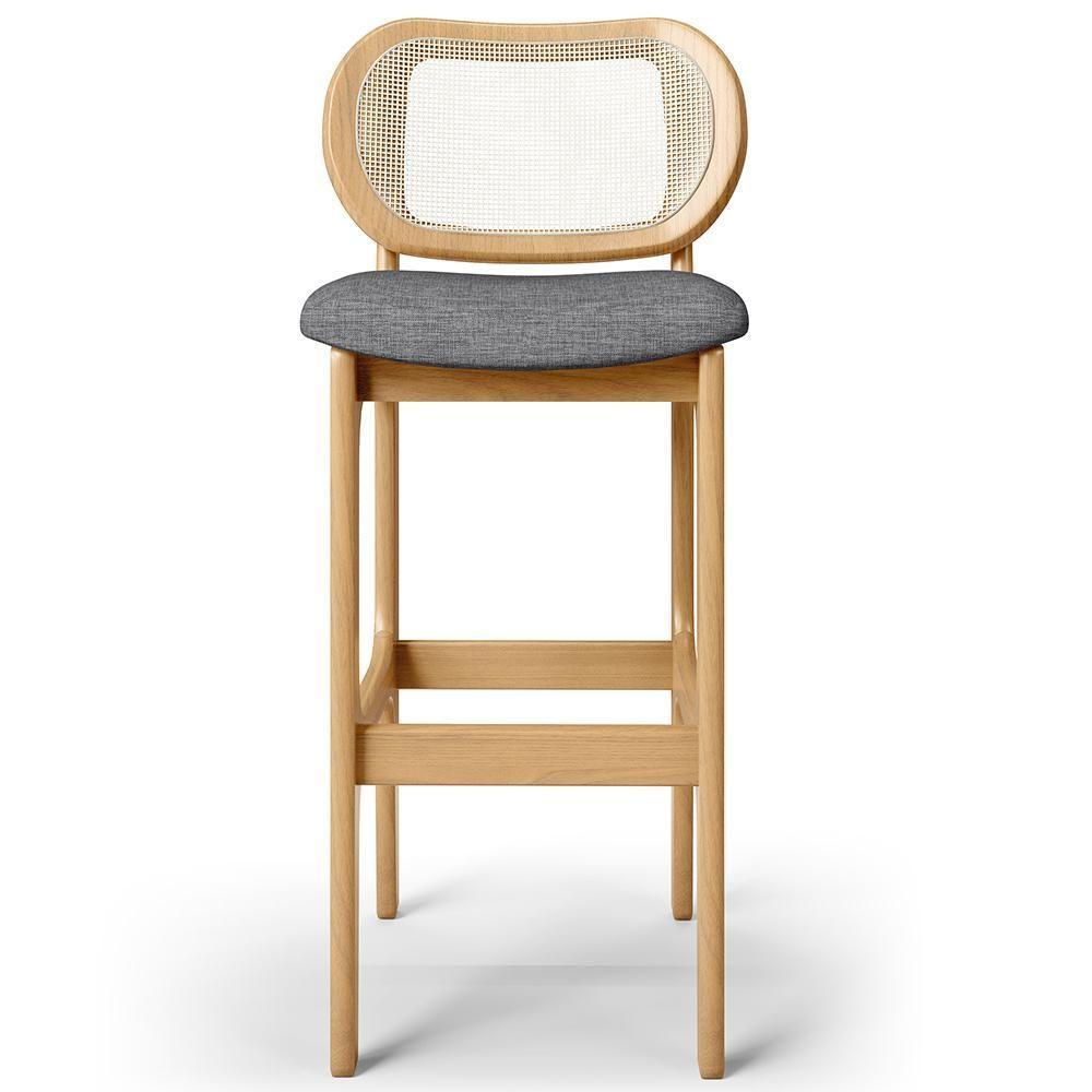 Kit 02 Banquetas Altas Para Cozinha Bancada Sala Tela Betta Fixa L02 Linho Cinza Escuro - Lyam - 3