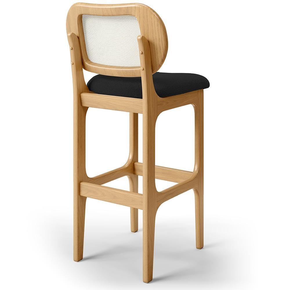 Kit 02 Banquetas Altas Para Cozinha Bancada Sala Tela Betta Fixa L02 Bouclê Preto - Lyam - 5