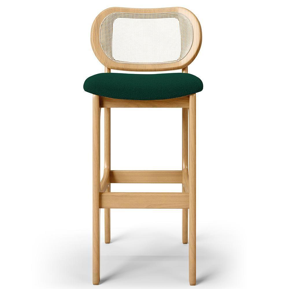 Kit 06 Banquetas Altas Para Cozinha Bancada Sala Tela Betta Fixa L02 Bouclê Verde - Lyam - 3