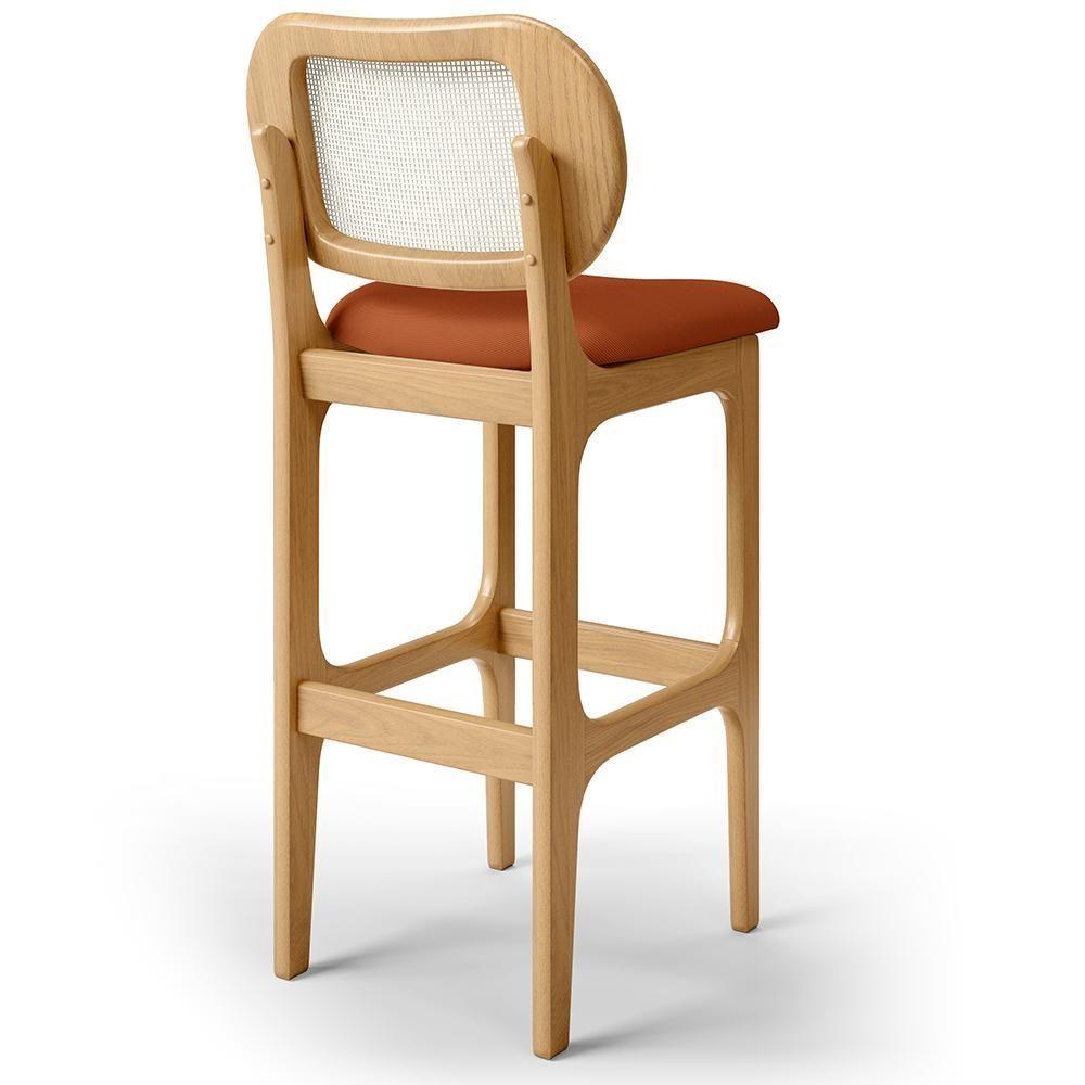 Kit 04 Banquetas Altas Para Cozinha Bancada Sala Tela Betta Fixa L02 Tecido Terracota - Lyam - 5