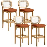 Kit 04 Banquetas Altas Para Cozinha Bancada Sala Tela Betta Fixa L02 Tecido Terracota - Lyam - 1