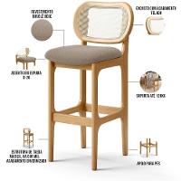 Kit 05 Banquetas Altas Para Cozinha Bancada Sala Tela Betta Fixa L02 Bouclê Bege - Lyam - 8