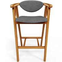 Kit 06 Banquetas Alta Cozinha Bancada Bar Sala De Jantar Fixa Cecília L02 Linho Cinza Escuro - Lyam - 3