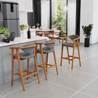 Kit 06 Banquetas Alta Cozinha Bancada Bar Sala De Jantar Fixa Cecília L02 Linho Cinza Escuro - Lyam - 7