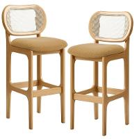 Kit 02 Banquetas Altas Para Cozinha Bancada Sala Tela Betta Fixa L02 Bouclê Mostarda - Lyam - 1