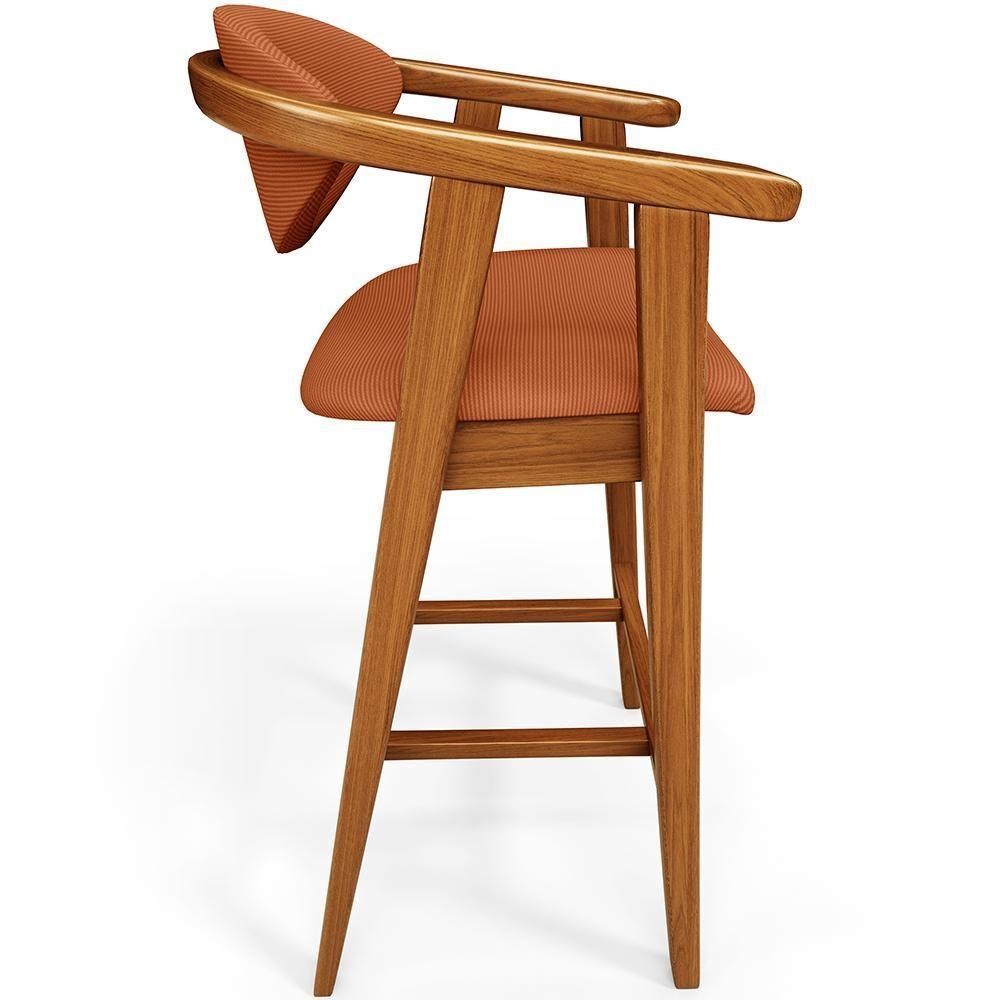 Kit 06 Banquetas Alta Cozinha Bancada Bar Sala De Jantar Fixa Cecília L02 Tecido Terracota - Lyam - 2