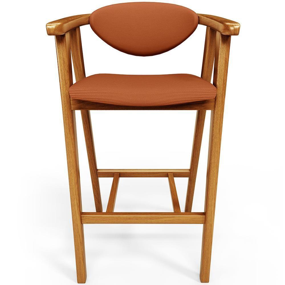 Kit 06 Banquetas Alta Cozinha Bancada Bar Sala De Jantar Fixa Cecília L02 Tecido Terracota - Lyam - 3