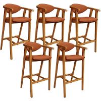 Kit 06 Banquetas Alta Cozinha Bancada Bar Sala De Jantar Fixa Cecília L02 Tecido Terracota - Lyam - 1