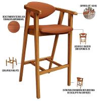 Kit 06 Banquetas Alta Cozinha Bancada Bar Sala De Jantar Fixa Cecília L02 Tecido Terracota - Lyam - 8