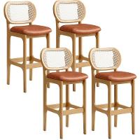 Kit 04 Banquetas Altas Para Cozinha Bancada Sala Tela Betta Fixa L02 Couríssimo Camel - Lyam - 1