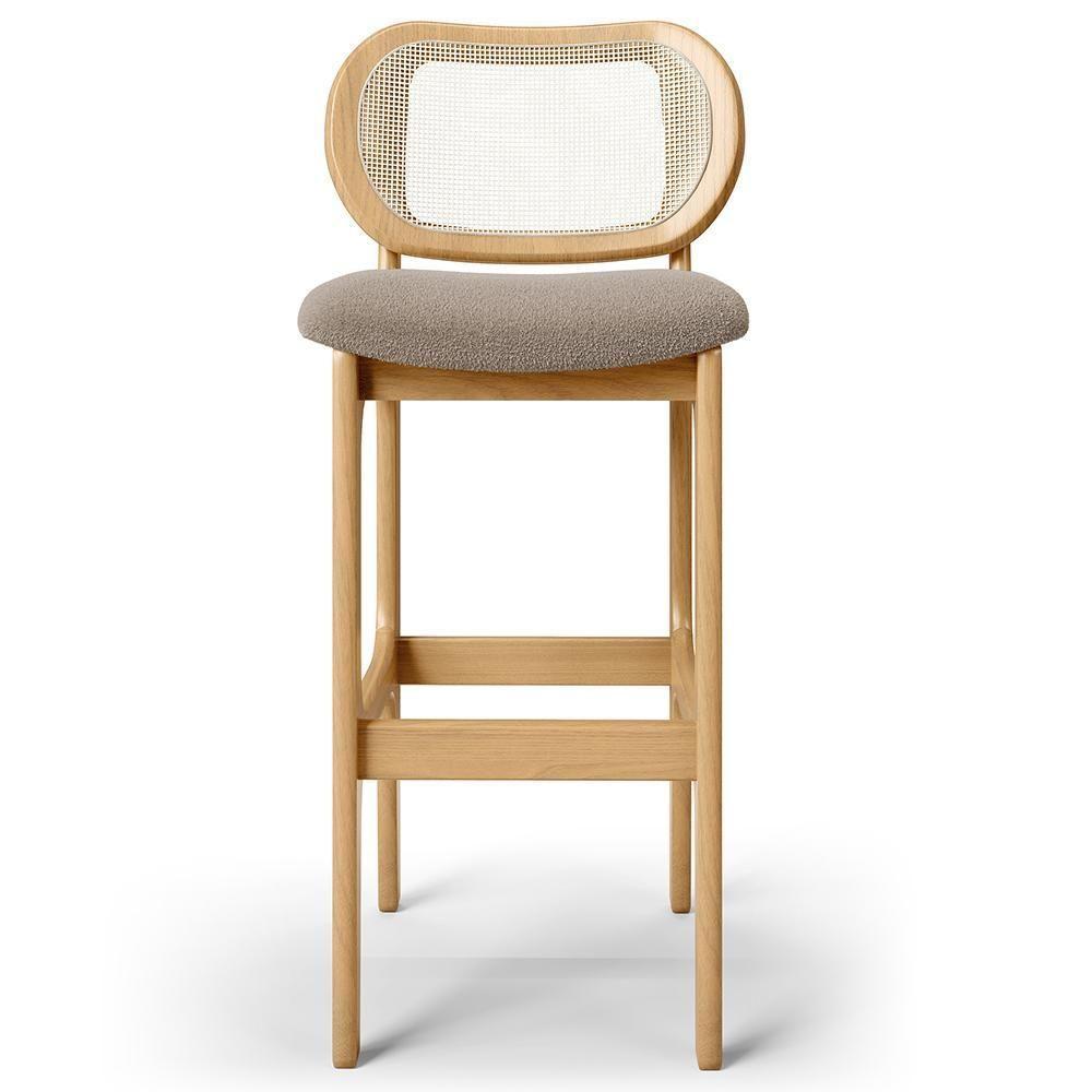 Kit 04 Banquetas Altas Para Cozinha Bancada Sala Tela Betta Fixa L02 Bouclê Bege - Lyam - 3