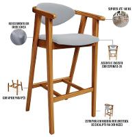 Kit 05 Banquetas Alta Para Cozinha Bancada Bar Sala De Jantar Fixa Cecília L02 Suede Cinza - Lyam - 8