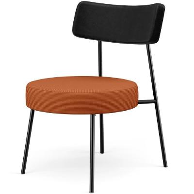 Poltrona Decorativa Londres L02 Couríssimo Preto Laranja Lyam Decor