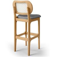 Kit 04 Banquetas Altas Para Cozinha Bancada Sala Tela Betta Fixa L02 Linho Cinza Escuro - Lyam - 5