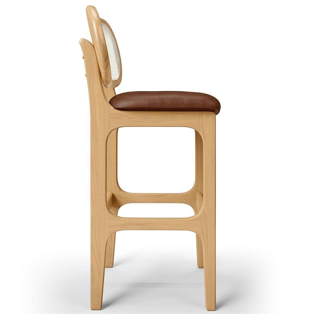 Kit 02 Banquetas Altas Para Cozinha Bancada Sala Tela Betta Fixa L02 Couríssimo Marrom - Lyam - 2