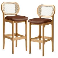 Kit 02 Banquetas Altas Para Cozinha Bancada Sala Tela Betta Fixa L02 Couríssimo Marrom - Lyam - 1