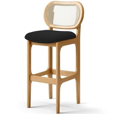 Banqueta Alta Para Cozinha Bancada Sala Tela Betta Fixa L02 Bouclê Preto - Lyam