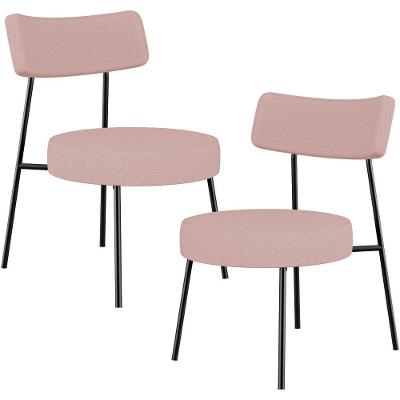 Kit 02 Poltronas Decorativas Londres L02 Para Sala De Estar Linho Rosa Lyam Decor