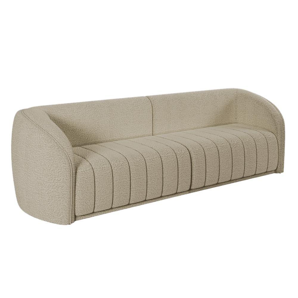 Kit Sofá 4 Lugares Para Sala 252cm Com 01 Poltrona Lazio M03 Bouclê Bege - Lyam Decor - 2