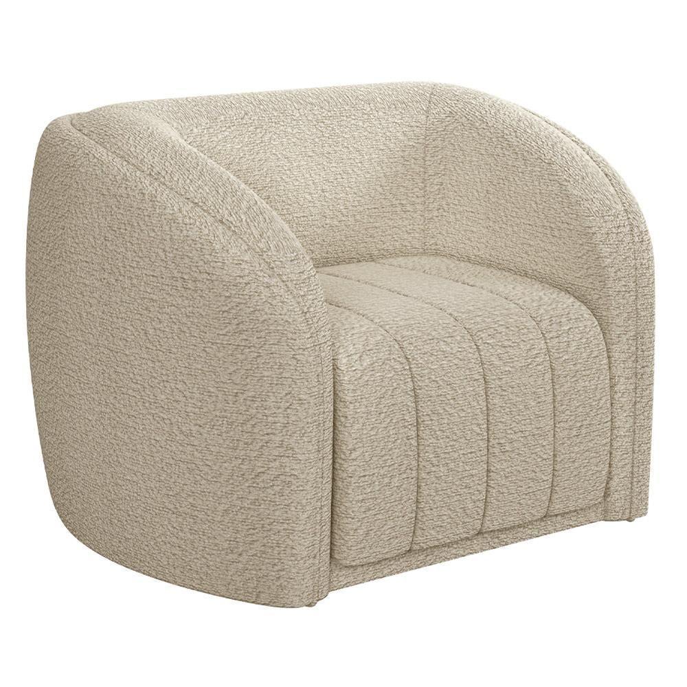 Kit Sofá 4 Lugares Para Sala 252cm Com 01 Poltrona Lazio M03 Bouclê Bege - Lyam Decor - 6