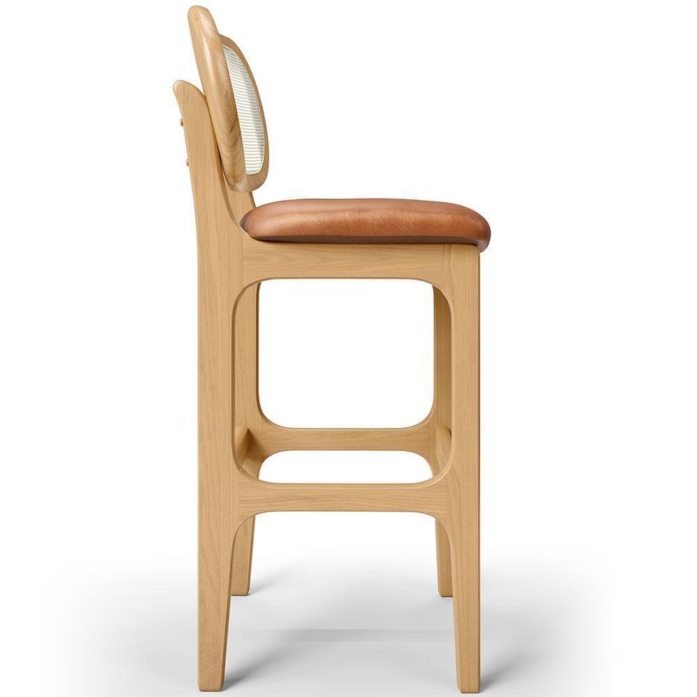 Kit 04 Banquetas Altas Para Cozinha Bancada Sala Tela Betta Fixa L02 Couríssimo Whisky - Lyam - 2