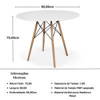 Conjunto Mesa De Jantar Redonda Eiffel Branca 90cm Com 4 Cadeiras Itália - Preto - 5