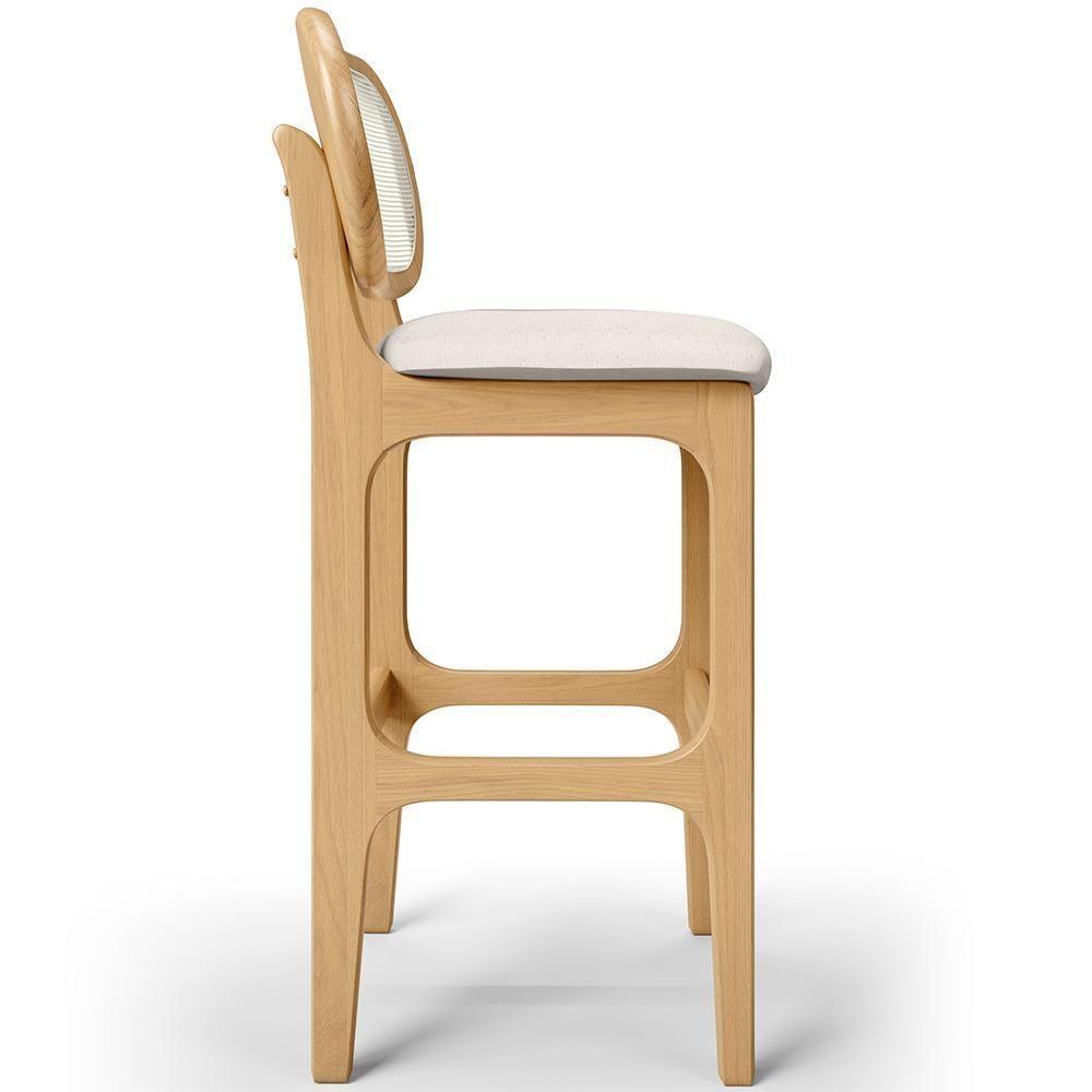 Kit 04 Banquetas Altas Para Cozinha Bancada Sala Tela Betta Fixa L02 Linho Cru - Lyam - 2