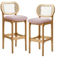 Kit 02 Banquetas Altas Para Cozinha Bancada Sala Tela Betta Fixa L02 Bouclê Rosê - Lyam - 1