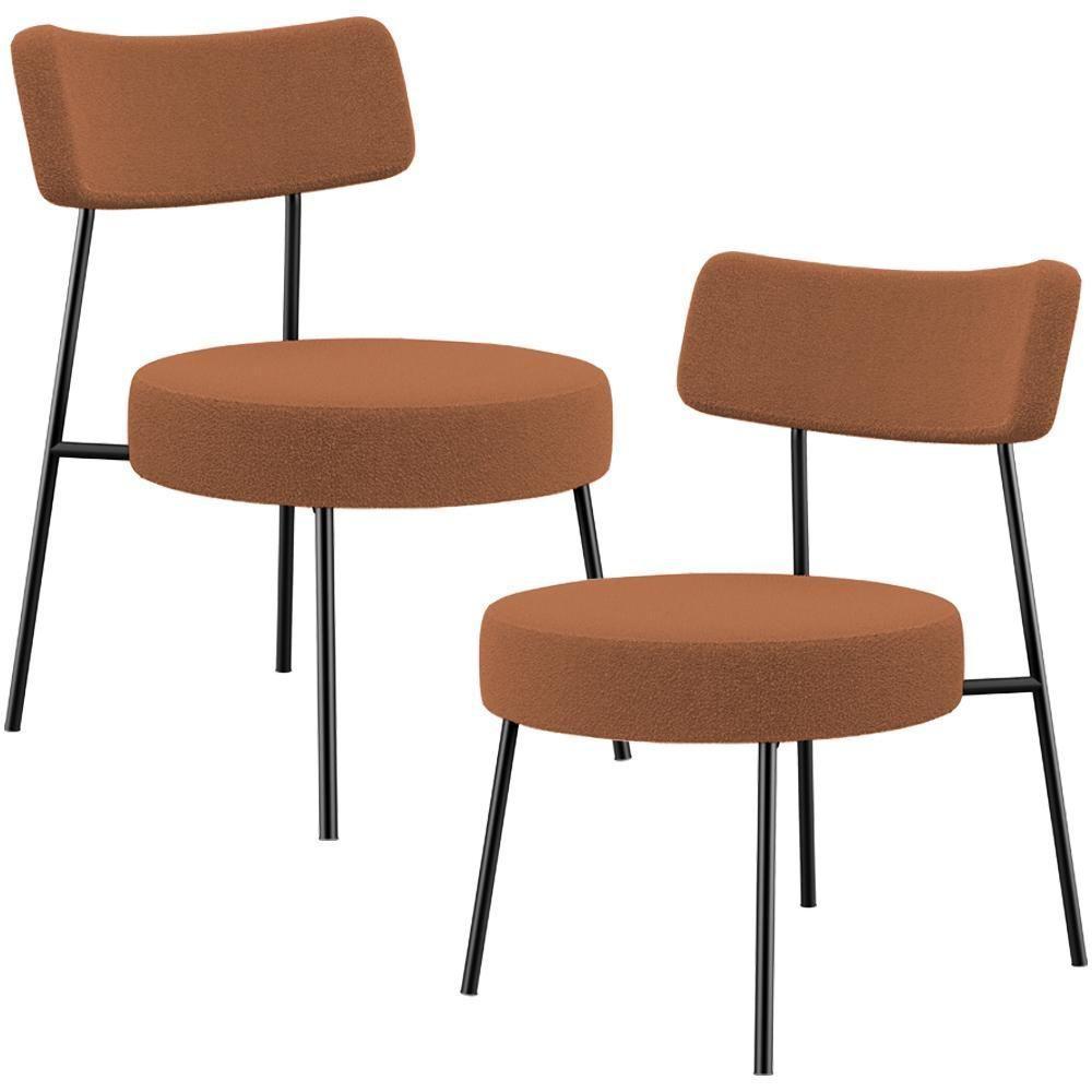 Kit 02 Poltronas Decorativas Para Sala De Estar Base Fixa Londres L02 Bouclê Terracota - Lyam - 1