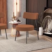 Kit 02 Poltronas Decorativas Para Sala De Estar Base Fixa Londres L02 Bouclê Terracota - Lyam - 7