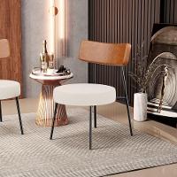 Kit 02 Poltronas Decorativas Para Sala De Estar Fixa Londres L02 Couríssimo Camel Linho Bege - Lyam - 7