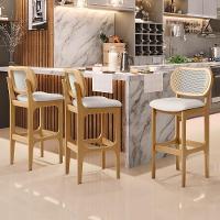 Kit 03 Banquetas Altas Para Cozinha Bancada Sala Tela Betta Fixa L02 Linho Cru - Lyam - 7