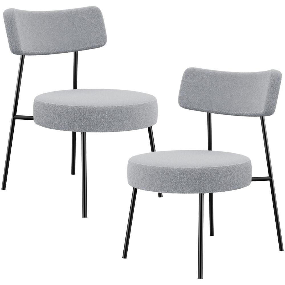 Kit 02 Poltronas Decorativas Para Sala De Estar Base Fixa Londres L02 Bouclê Cinza - Lyam - 1