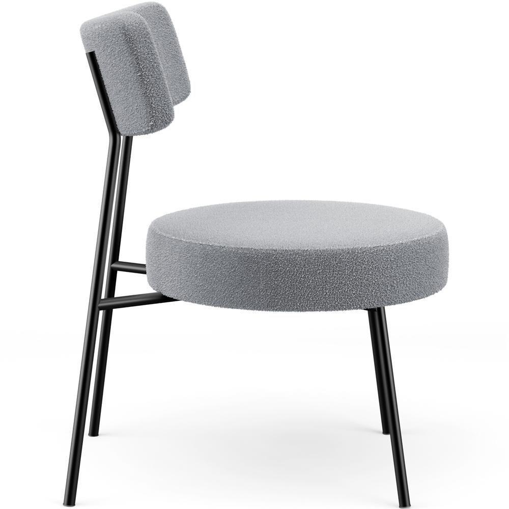 Kit 02 Poltronas Decorativas Para Sala De Estar Base Fixa Londres L02 Bouclê Cinza - Lyam - 2