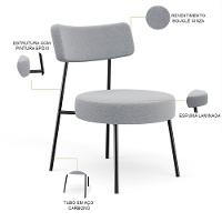 Kit 02 Poltronas Decorativas Para Sala De Estar Base Fixa Londres L02 Bouclê Cinza - Lyam - 8