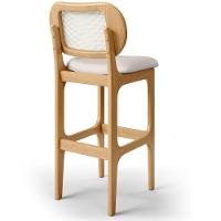 Kit 02 Banquetas Altas Para Cozinha Bancada Sala Tela Betta Fixa L02 Linho Cru - Lyam - 5