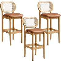 Kit 03 Banquetas Altas Para Cozinha Bancada Sala Tela Betta Fixa L02 Couríssimo Whisky - Lyam - 1