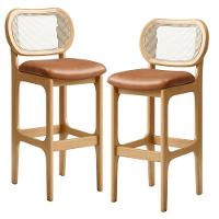 Kit 02 Banquetas Altas Para Cozinha Bancada Sala Tela Betta Fixa L02 Couríssimo Whisky - Lyam - 1