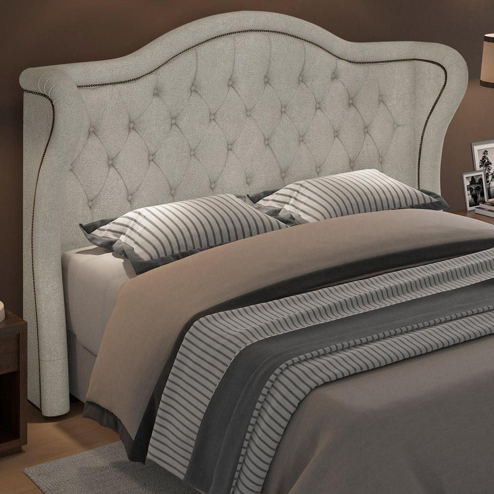 Cabeceira Cama Box Casal 140 Cm P05 Lisboa Bouclê Creme - Lyam Decor - 4