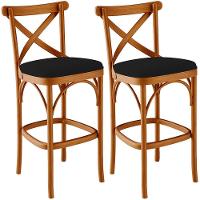 Kit 02 Banquetas Altas Cozinha Bancada Bar Sala De Jantar Estofada ávila L02 Suede Preto - Lyam - 1