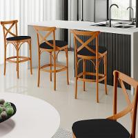 Kit 02 Banquetas Altas Cozinha Bancada Bar Sala De Jantar Estofada ávila L02 Suede Preto - Lyam - 7