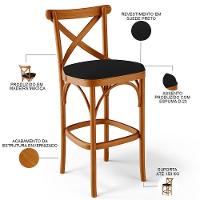 Kit 02 Banquetas Altas Cozinha Bancada Bar Sala De Jantar Estofada ávila L02 Suede Preto - Lyam - 8