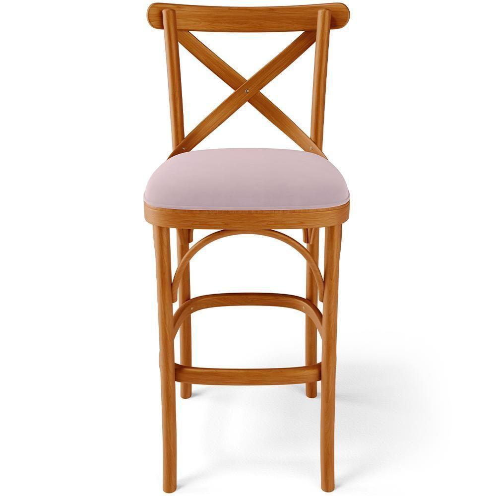 Kit 04 Banquetas Altas Cozinha Bancada Bar Sala De Jantar Estofada ávila L02 Suede Rosê - Lyam - 3