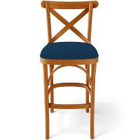 Kit 02 Banquetas Altas Cozinha Bancada Bar Sala Jantar Estofada ávila L02 Suede Azul Marinho - Lyam - 3